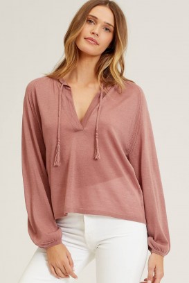 NAKEDCASHMERE KARA TOP ROSEWOOD | pink fine knit tops | cashmere clothing | knitwear