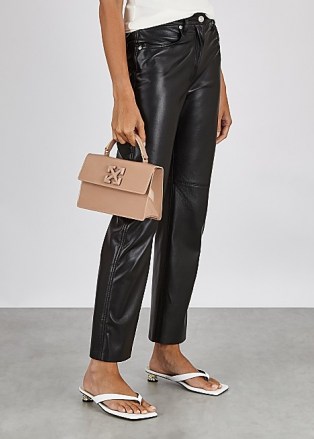 OFF-WHITE Jitney 1.4 patent leather top handle bag / small glossy hangbag / luxe top handle bags - flipped