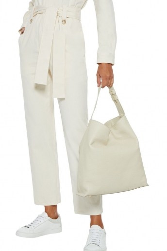 IRIS & INK Jiyoun pebbled-leather shoulder bag in off white ~ textured leather handbag