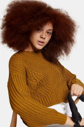 TOPSHOP Olive Butterfly Crop Knitted Jumper ~ green chunky jumpers ~ crop hem sweater ~ knitwear ~ autumn colours