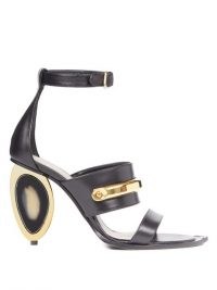 ALEXANDER MCQUEEN Oval-heel leather sandals / contemporary heels