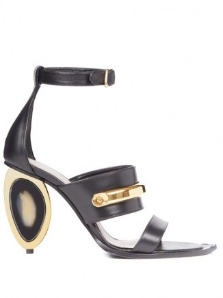 ALEXANDER MCQUEEN Oval-heel leather sandals / contemporary heels