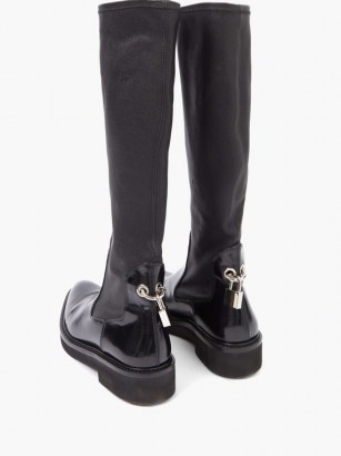 CHRISTOPHER KANE Padlock neoprene and leather knee-high boots / autumn footwear / winter fashion - flipped