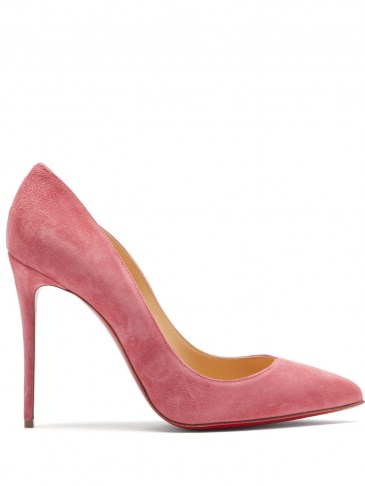 CHRISTIAN LOUBOUTIN Pigalle Follies 100 pink suede pumps ~ high stiletto heels ~ luxe court shoes ~ signature red sole courts