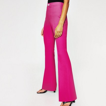 RIVER ISLAND Pink flare fitted trousers ~ bright trouser suit flares - flipped