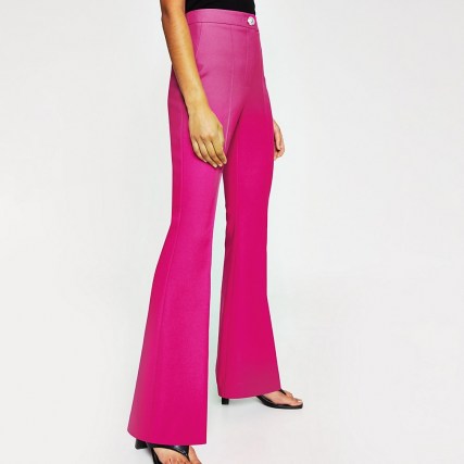 RIVER ISLAND Pink flare fitted trousers ~ bright trouser suit flares