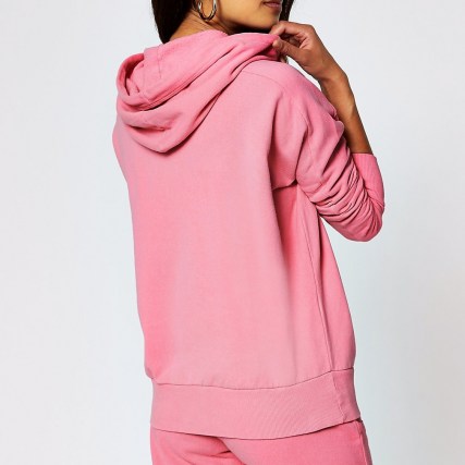 RIVER ISLAND Pink long sleeve exposed seam hoody ~ hoodies ~ casual hooded tops - flipped