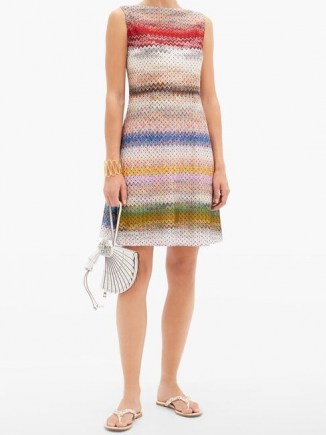 MISSONI Polka-dot zigzag-jacquard knit mini dress ~ fine knitted dresses ~ multicoloured lightweight knits
