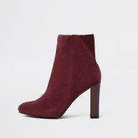 RIVER ISLAND Red smart heeled ankle boot / autumn colours / block heel winter boots