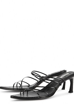 REIKE NEN 5 Strings 70 black leather sandals – strappy curved heel mule - flipped