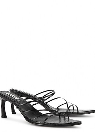 REIKE NEN 5 Strings 70 black leather sandals – strappy curved heel mule