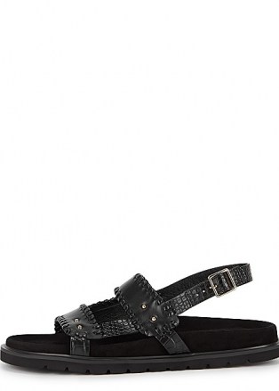 REIKE NEN Turnover Mold black leather sandals / slingback footbed shoes / slingbacks - flipped