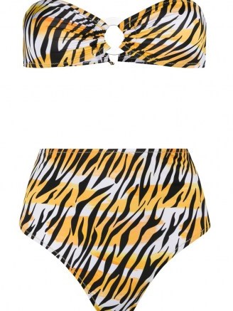 Reina Olga Hutton tiger print bikini in – high waisted bandeau bikinis - flipped