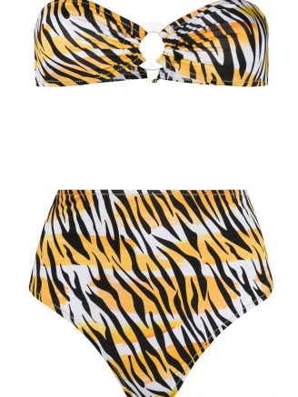 Reina Olga Hutton tiger print bikini in – high waisted bandeau bikinis