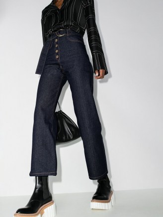 Rejina Pyo Emily belted wide-leg jeans ~ dark blue denim
