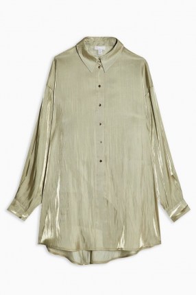 TOPSHOP Sage Liquid Satin Oversized Shirt – fluid fabric shirts