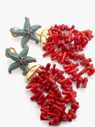 BEGUM KHAN Sea Star Corsica 24kt gold-plated clip earrings / large statement drops / starfish - flipped