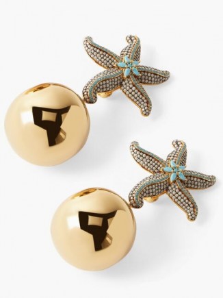 BEGUM KHAN Sea Star gold-plated clip earrings / glamorous evening jewellery / starfish