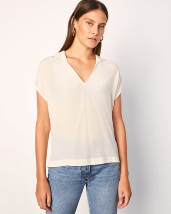 JIGSAW SILK FRONT COLLAR TOP CALICO / effortless style clothing / simple designs / casual luxe - flipped