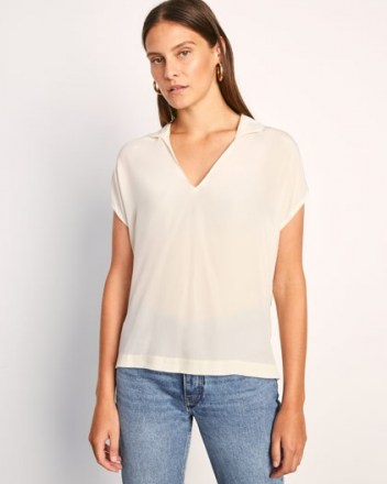 JIGSAW SILK FRONT COLLAR TOP CALICO / effortless style clothing / simple designs / casual luxe