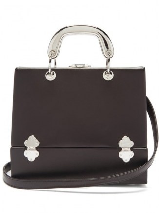 RODO Sixty Six small leather & metal box bag in black - flipped
