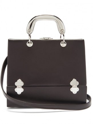 RODO Sixty Six small leather & metal box bag in black