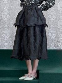 SISTER JANE DREAM Blessings Tiered Midi Skirt Black ~ romantic clothing ~ victorian look romance ~ feminine skirts ~ romantic fashion