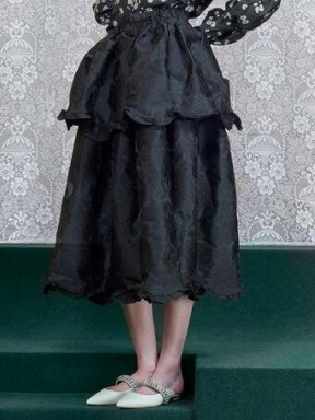 SISTER JANE DREAM Blessings Tiered Midi Skirt Black ~ romantic clothing ~ victorian look romance ~ feminine skirts ~ romantic fashion