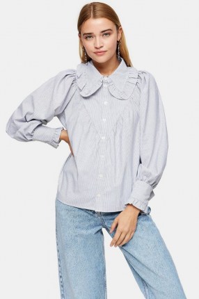 Star Collar Ruffle Blouse – frill trimmed blouses – large ruffled collars - flipped