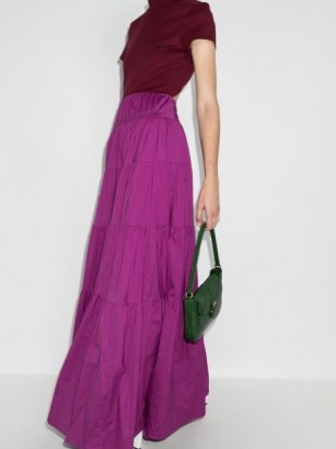 STAUD tiered maxi dress in fuchsia pink ~ open back dresses - flipped