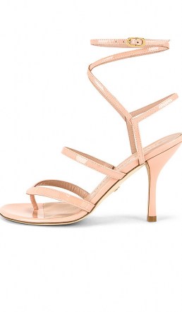 Stuart Weitzman Julina Stiletto Poudre ~ strappy toe post heels ~ ankle strap sandals - flipped