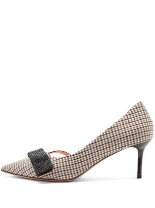 ROCHAS Stud-appliqué houndstooth pumps – checked court shoes – stiletto heel courts - flipped