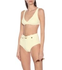 Hilary Rhoda high waist yellow bikini bottoms on Instagram stories, SOLID & STRIPED The Annie bikini bottoms, 10 August 2020 | celebrity swimwear | bikinis | retro beachwear