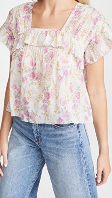 THE GREAT The Orchard Top Sweet Pea Floral ~ ruffle trim tops