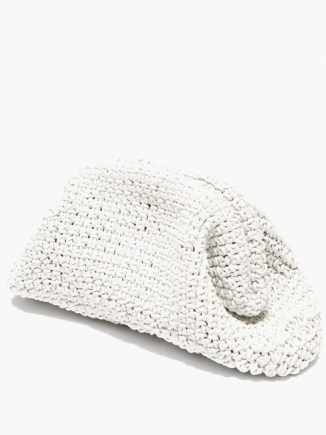 BOTTEGA VENETA The Pouch crochet-leather clutch bag ~ white textured bags - flipped