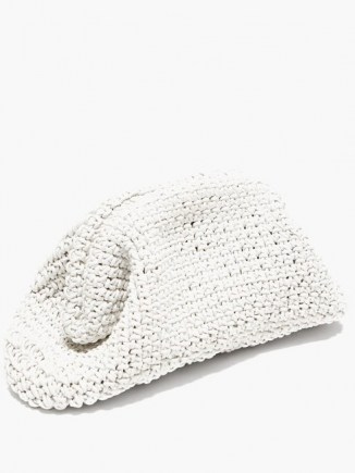 BOTTEGA VENETA The Pouch crochet-leather clutch bag ~ white textured bags