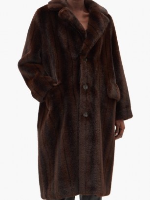 STAND STUDIO Theresa faux-fur coat ~ brown vintage inspired winter coats ~ glamorous outerwear ~ glamour - flipped