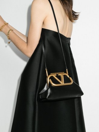 Valentino Garavani medium Supervee clutch bag in black ~ vintage shape bags - flipped