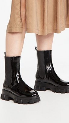Villa Rouge Painter Lug Sole Booties in Black / shiny thick platform boots