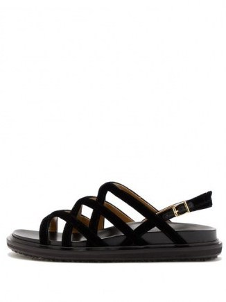 MARNI V-strap velvet slingback sandals in black - flipped