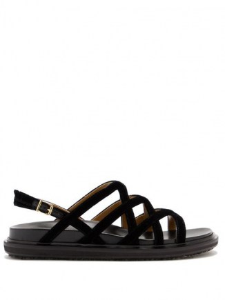 MARNI V-strap velvet slingback sandals in black