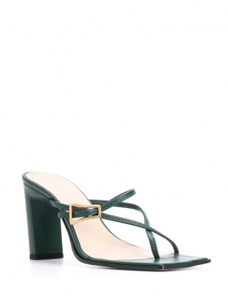 Wandler Yara strappy sandals in teal green – cross strap sandal – block heels