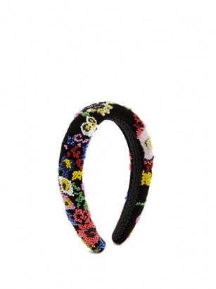 SHRIMPS William beaded floral velvet headband – bead embellished headbands