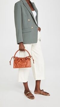Yuzefi Bom Bag Tan ~ brown leather drawstring top handbag ~ luxe handbags