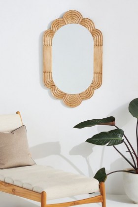 ANTHROPOLOGIE Skylar Mirror ~ handcarved wood frame mirrors ~ scalloped frames ~ home furnishings - flipped
