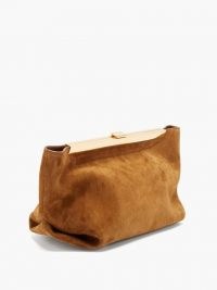 KHAITE Aimee suede clutch ~ slouchy tan brown bag ~ chic accessories