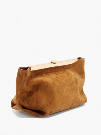 KHAITE Aimee suede clutch ~ slouchy tan brown bag ~ chic accessories