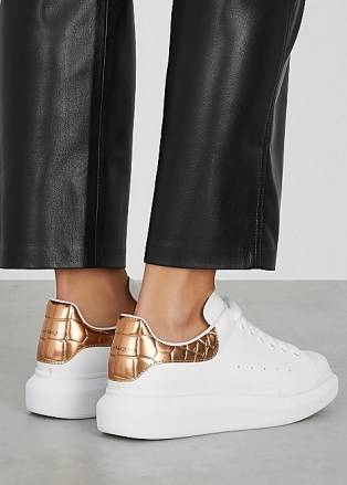 ALEXANDER MCQUEEN Larry white leather sneakers / sports luxe trainers