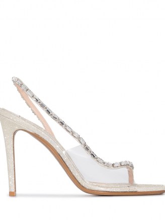 Alexandre Vauthier Elizabeth 100 mm glitter embellished sandals ~ glamorous clear slingbacks