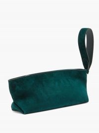 KHAITE Alma suede pouch ~ green clutch bag ~ wristlet bags